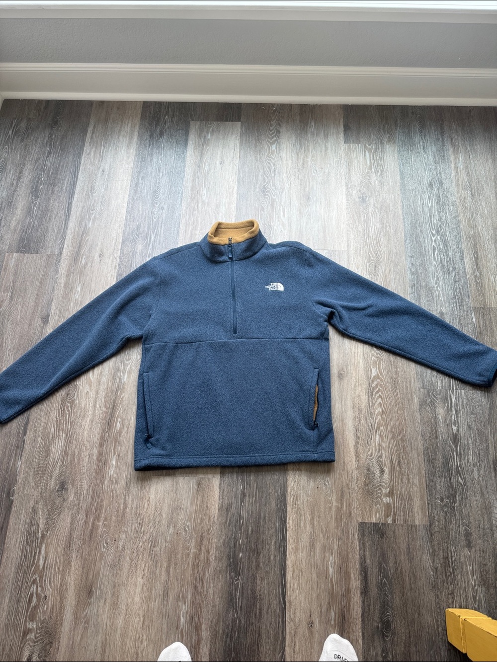 The North Face Navy Half-Zip Fleece with Tan Collar